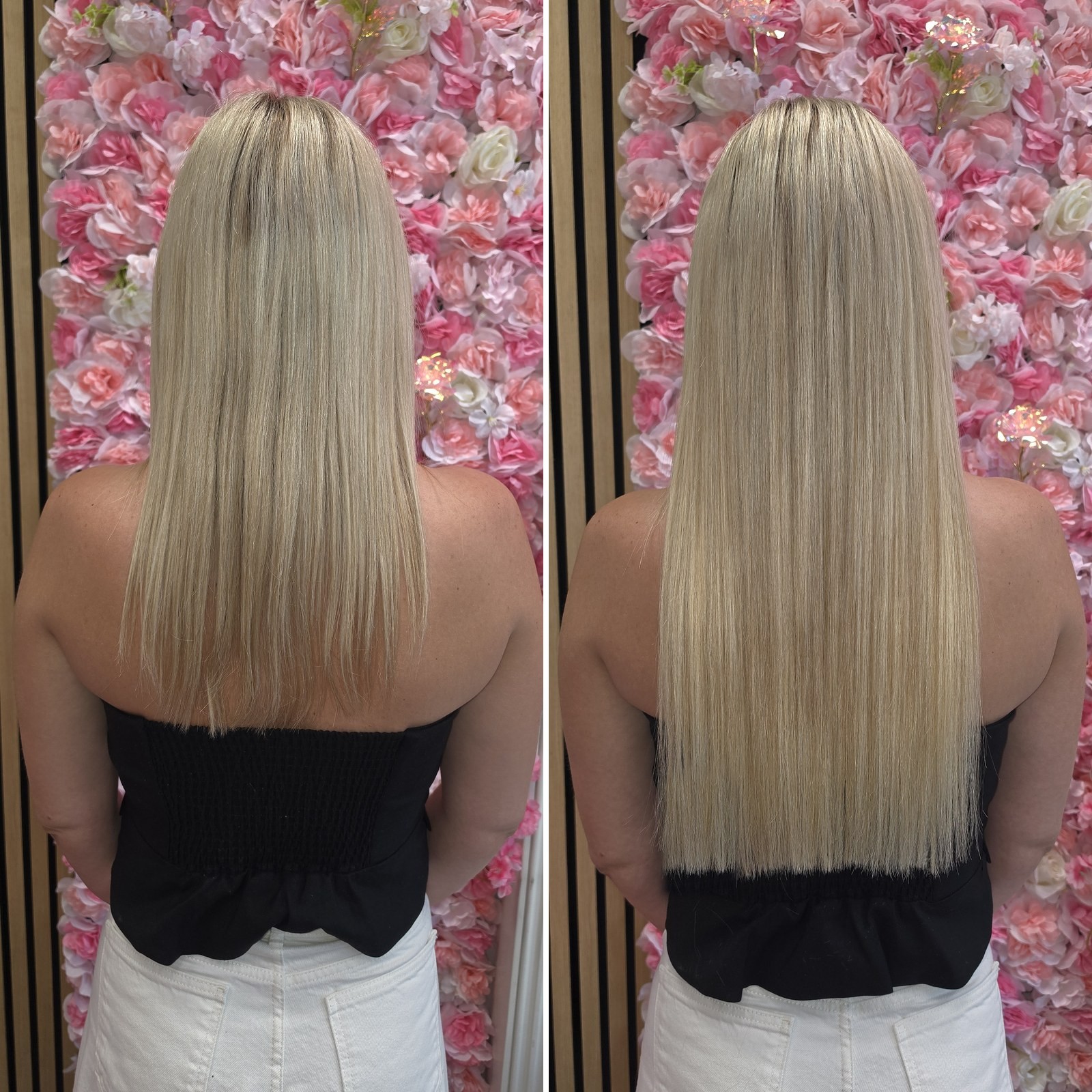 Prije i poslije nadogradnje keratinskim ekstenzijama