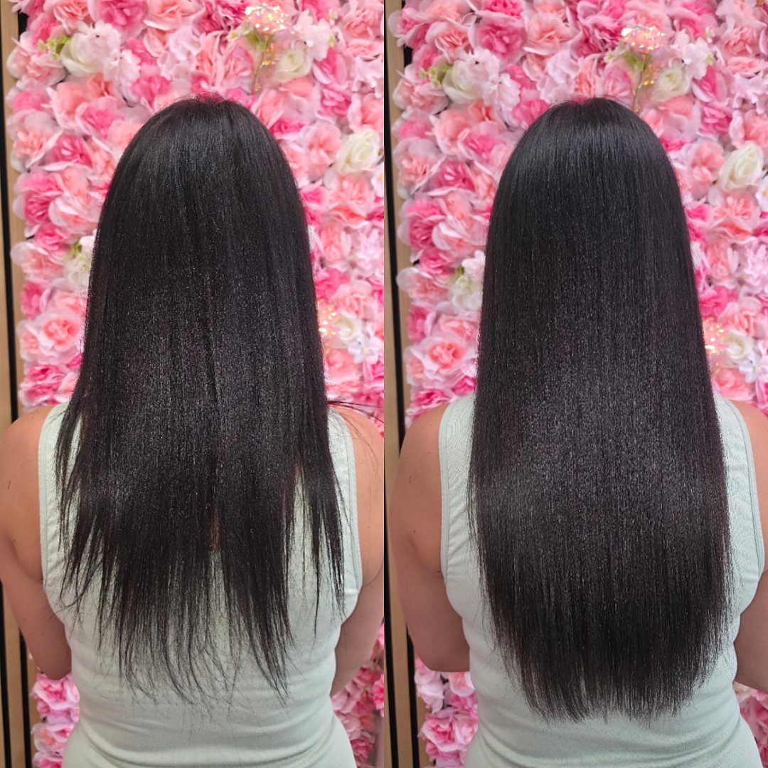 Prije i poslije nadogradnje keratinskim ekstenzijama